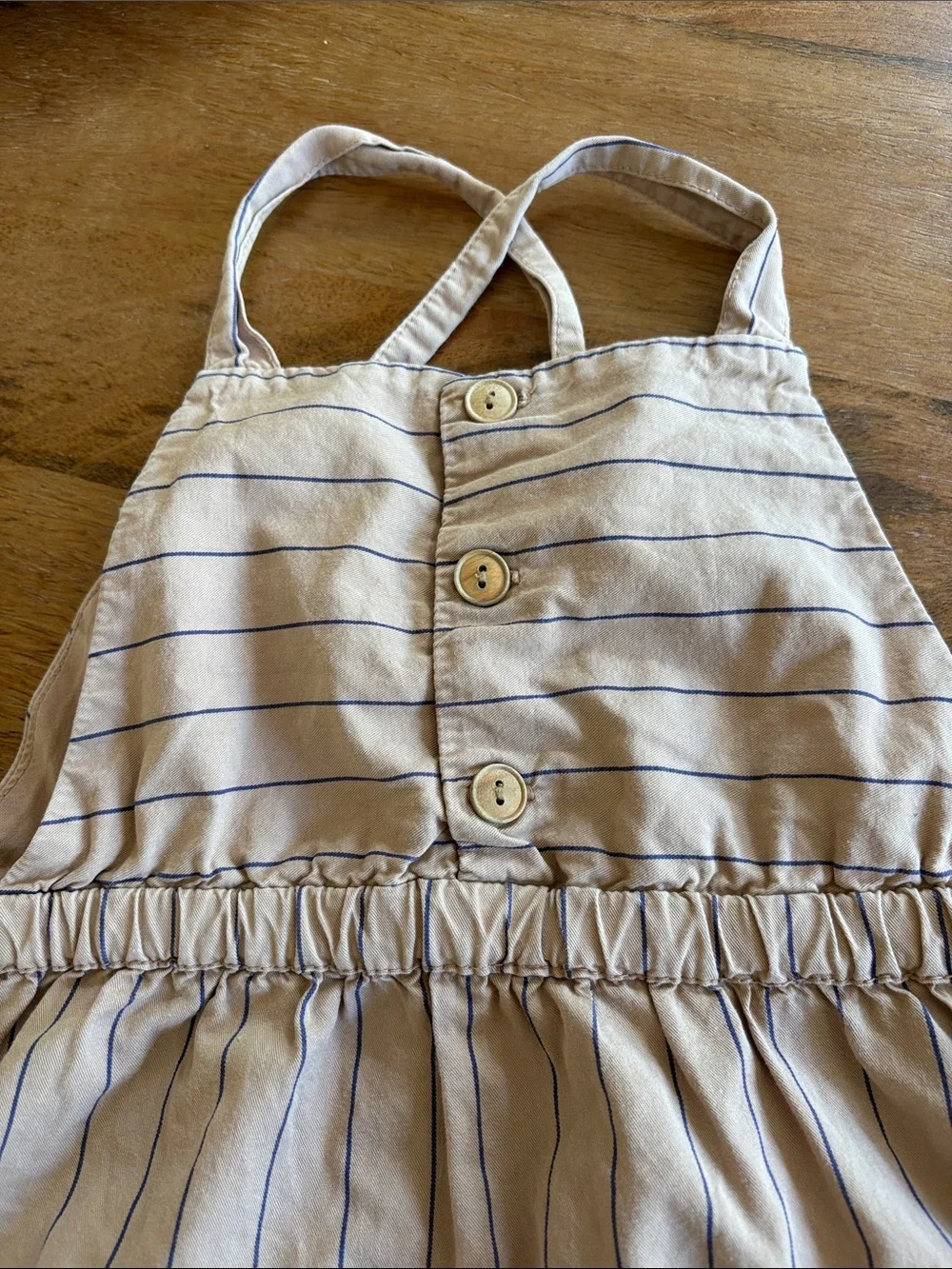Zara- kids light brown and blue Striped Dress